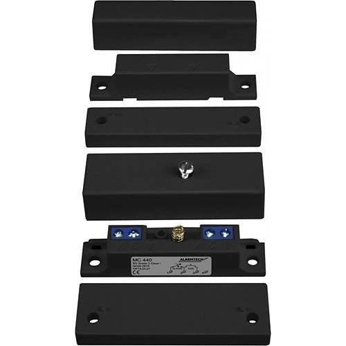 MC 440-2X4,7K BL Alarmtech MC 440 Contact Magnétique avec Deux Résistances 4,7K Intégrées, Montage en Saillie, NC, Noir